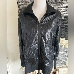 Adidas black shiny windbreaker zip up jacket size XL